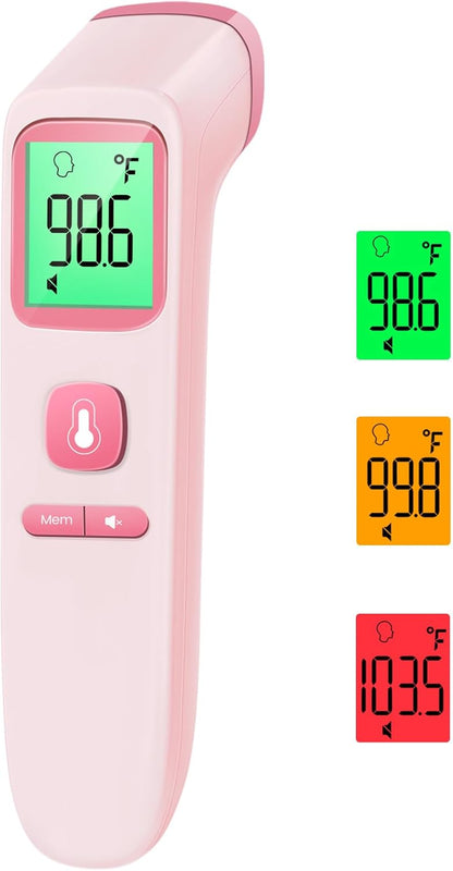 No-Touch Thermometer for Adults and Kids, Accurate Digital Baby Thermometer, Fever Alarm & Silent Mode, 2 in 1 Forehead & Object Mode