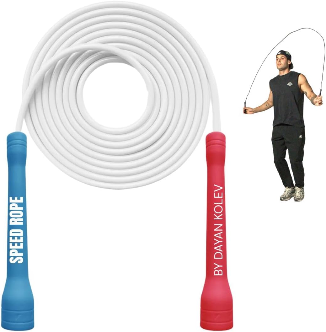 Speed Jump Rope by Dayan Kolev, 5mm PVC Skipping Rope, Great for Beginners and Advanced Athlets, Designed for Fitness, Cardio, Boxing & CrossFit, Adjustable length with Unbreakable Handles