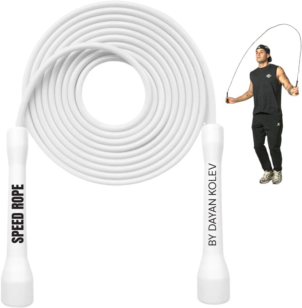 Speed Jump Rope by Dayan Kolev, 5mm PVC Skipping Rope, Great for Beginners and Advanced Athlets, Designed for Fitness, Cardio, Boxing & CrossFit, Adjustable length with Unbreakable Handles