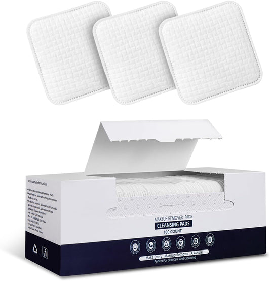 Premium Natural Pure Cotton Pads(100 Count),Soft & Lint-Free Upgraded Edge Stitching Design Cotton Rounds for Face,Unique Three-Layer Structure, Ultra-Absorbent Makeup Remover Pads,for All Skin Types