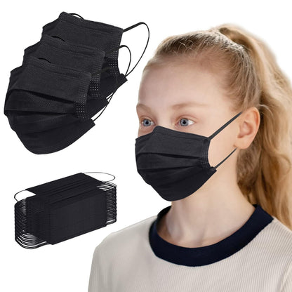 Borje Disposable Face Mask, 100 PCS Black Masks, 3 Ply Protection Face Masks